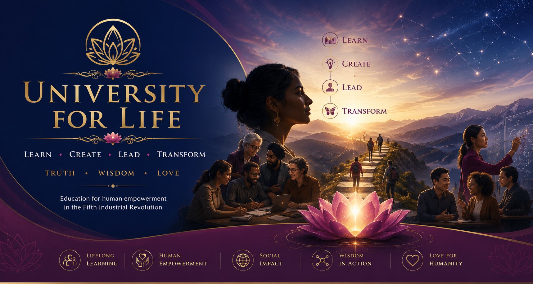 University for Life – lifelong learning, creativity, leadership and transformation for human empowerment.